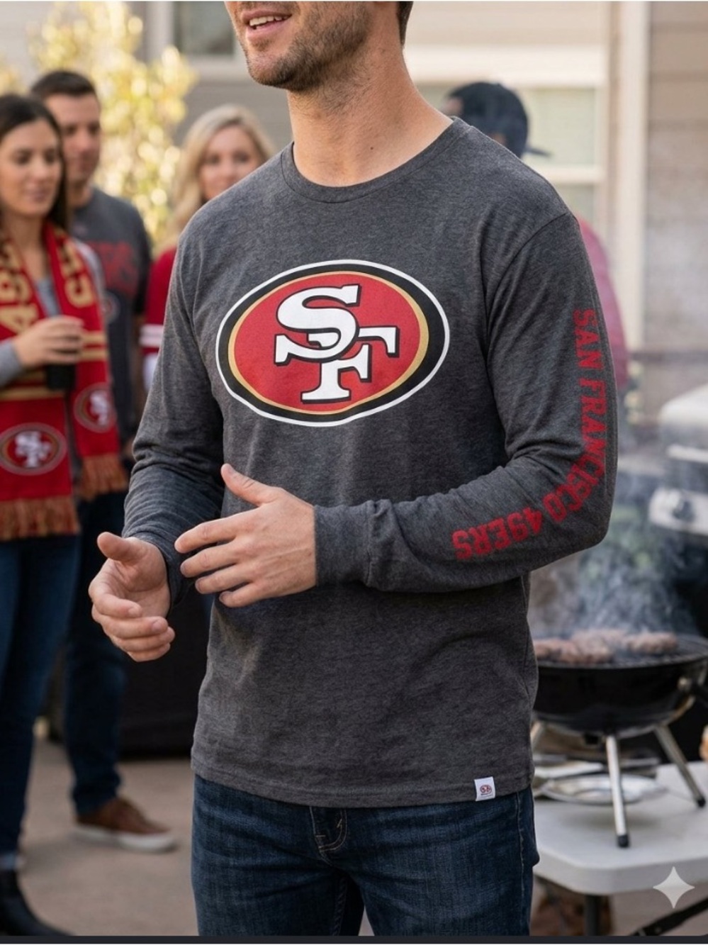 NFL Team Apparel 49ers Dk Gray Long Sleeve Tee Size XL
